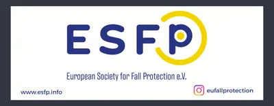 ESFP Logo mit Text „European Society for Fall Protection e.V.“.