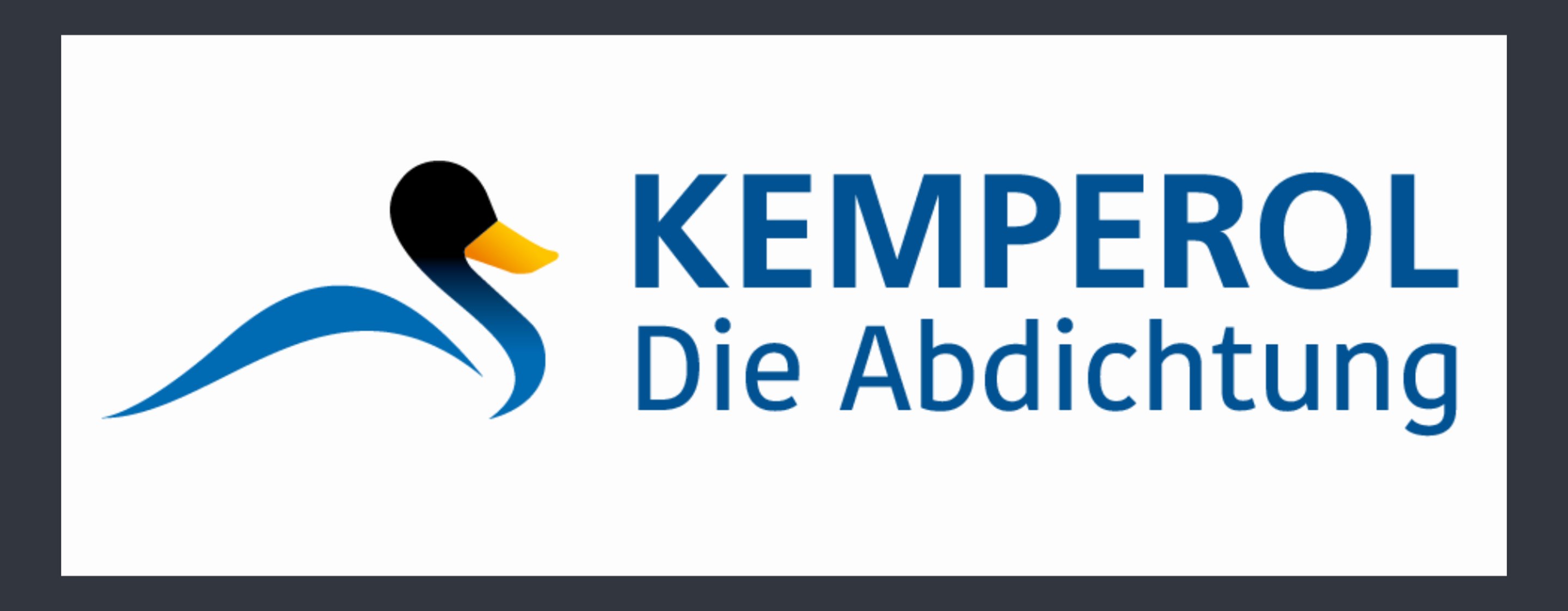 KEMPEROL Logo mit einer stilisierten Ente und dem Text „Die Abdichtung“.
