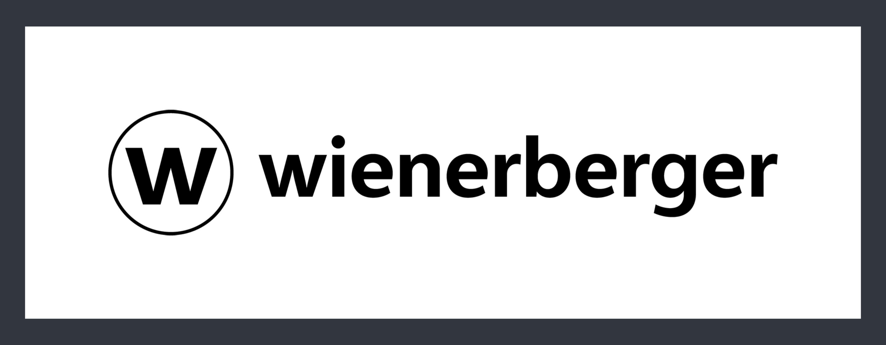 Schwarzes „W“ in einem Kreis und der Schriftzug „wienerberger“ auf weißem Hintergrund.