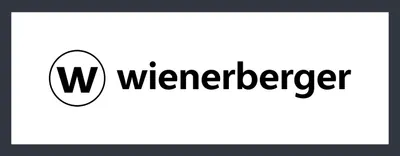 Schwarzes „W“ in einem Kreis und der Schriftzug „wienerberger“ auf weißem Hintergrund.